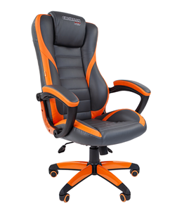 Кресло офисное CHAIRMAN GAME 22 эко кожа, серый/оранжевый в Магадане