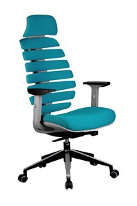 Кресло компьютерное Riva Chair SHARK (Лазурный/серый) в Магадане