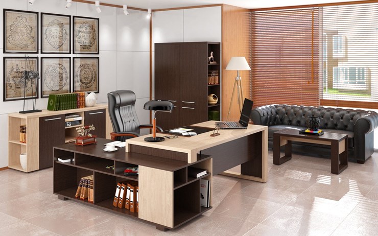 Кабинет руководителя ALTO с высоким шкафом для одежды, низким для документов и журнальным столиком в Магадане - изображение