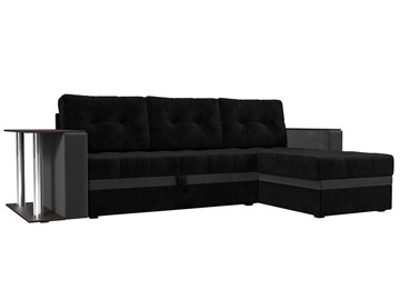 Угловой раскладной диван Атланта М, Черный/Серый (велюр) в Магадане