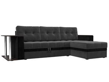Угловой диван для гостиной Атланта М, Серый/Черный (велюр) в Магадане