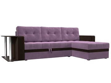 Угловой раскладной диван Атланта М, Сиреневый/Коричневый (микровельвет) в Магадане