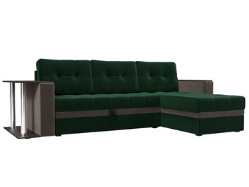 Угловой раскладной диван Атланта М, Зеленый/Коричневый (велюр) в Магадане