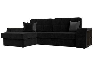 Угловой диван с оттоманкой Брюссель, Черный (велюр) в Магадане