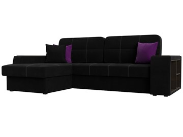 Угловой диван Брюссель, Черный/фиолетовый (вельвет) в Магадане