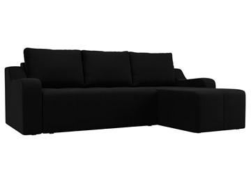 Угловой диван для гостиной Элида, Черный (микровельвет) в Магадане