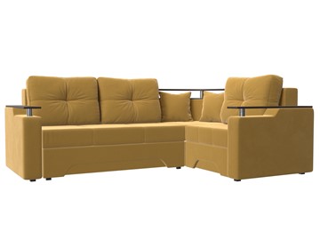 Угловой раскладной диван Комфорт, Желтый (микровельвет) в Магадане