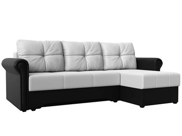 Угловой раскладной диван Леон боннель, Белый/Черный (Экокожа) в Магадане