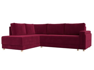 Угловой раскладной диван Лига-024, Бордовый (Микровельвет) в Магадане