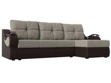 Угловой диван Меркурий, Корфу 02 (рогожка)/коричневый (экокожа) в Магадане