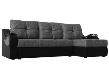 Угловой диван Меркурий, Серый/черный (рогожка/экокожа) в Магадане