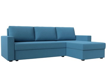 Угловой диван с оттоманкой Траумберг Лайт, Амур голубой (Рогожка) в Магадане