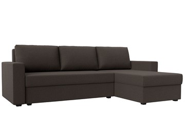 Угловой диван с оттоманкой Траумберг Лайт, Амур коричневый (Рогожка) в Магадане