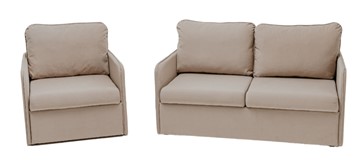 Мебельный комплект Амира бежевый диван + кресло в Магадане