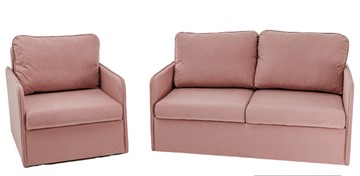 Комплект мебели Brendoss Амира розовый диван + кресло в Магадане