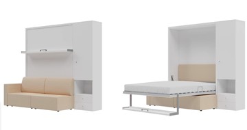 Кровать-шкаф трансформер Кровать-трансформер Smart (КД 1400+ШП), шкаф правый, левый подлокотник в Магадане
