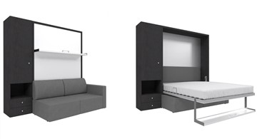 Шкаф-кровать Кровать-трансформер Smart (ШЛ+КД 1400), шкаф левый, правый подлокотник в Магадане
