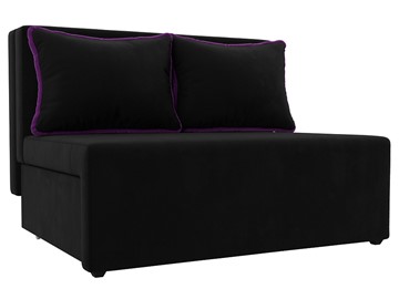 Прямой диван Лагуна, Черный/Фиолетовый (Микровельвет) в Магадане