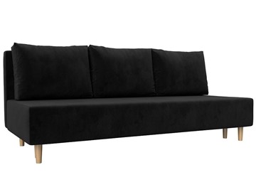 Прямой диван Лига-033, Черный (велюр) в Магадане
