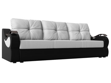 Прямой диван Меркурий еврокнижка, Белый/черный (экокожа) в Магадане