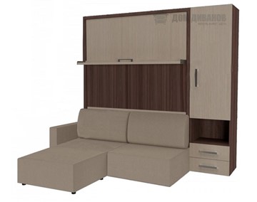 Кровать подъемная Кровать-трансформер Smart (КД 1400+ШП+Пуф), шкаф правый, левый подлокотник в Магадане
