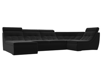 Модульный П-образный диван Холидей люкс, Черный (микровельвет) в Магадане