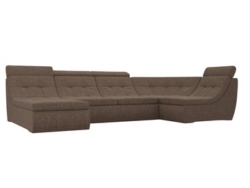 Модульный П-образный диван Холидей люкс, Коричневый (рогожка) в Магадане