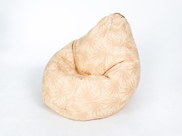 Кресло-мешок Груша большое, жаккард, бежевые листья в Магадане