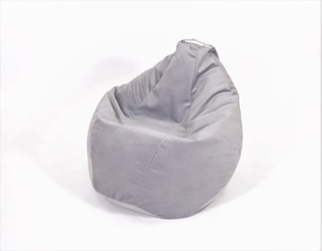 Кресло-мешок Груша малое, велюр однотон, серое в Магадане