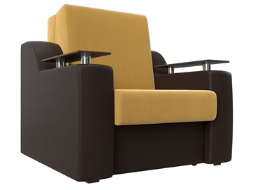 Кресло раскладное Сенатор 80, Желтый\коричневый (Микровельвет\Экокожа) в Магадане