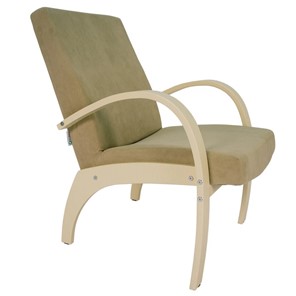 Кресло мягкое Мебелик Денди шпон, ткань ультра санд, каркас дуб шампань шпон в Магадане