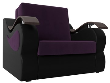 Кресло-кровать Меркурий (60), Фиолетовый\Черный (Велюр\Экокожа) в Магадане