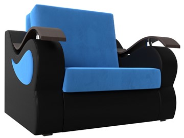 Раскладное кресло Меркурий (60), Голубой\Черный (Велюр\Экокожа) в Магадане