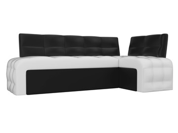 Раскладной кухонный диван Люксор угловой, Белый/Черный (экокожа) в Магадане