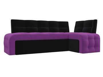 Кухонный диван Люксор угловой, Фиолетовый/Черный (микровельвет) в Магадане