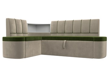 Кухонный диван Тефида, Зеленый\Бежевый (Микровельвет) в Магадане