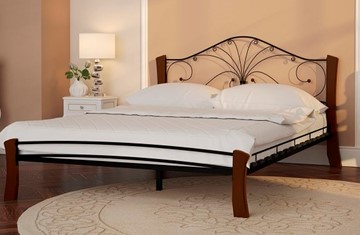 Кровать в спальню Фортуна 4 Лайт, 1600, черный/махагон в Магадане