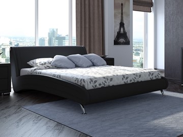 Кровать 2-х спальная Corso-2 160х200, Экокожа (Черный) в Магадане