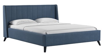 Двуспальная кровать с механизмом Мелисса 160,арт. Тори 83 велюр (серо-синий) + кроватное дно в Магадане