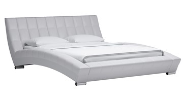 Кровать 2-спальная Оливия 160 арт. Марика 483 к/з (белый) с основанием в Магадане