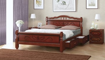 Кровать с выкатными ящиками Карина-5 (Орех) 140х200 в Магадане