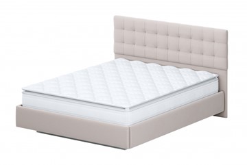 Спальная кровать №2 (универсальная 1,6х2,0) серия №2, белый/бежевый ткань/квадро бежевый ткань в Магадане