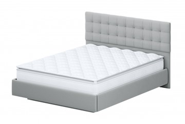 Кровать в спальню №2 (универсальная 1,6х2,0) серия №2, белый/серый ткань/квадро серый ткань в Магадане