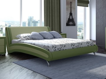 Двуспальная кровать Corso-2 160х200, Экокожа (Олива и зеленое яблоко) в Магадане