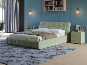 Кровать в спальню Corso-6 140x200, Экокожа (Олива) в Магадане