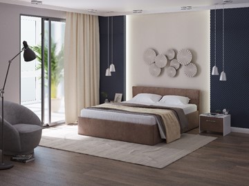 Кровать в спальню Domo Plus 180х200, Велюр (Monopoly Горячий шоколад (237)) в Магадане