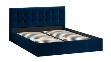 Кровать в спальню с подъемным механизмом Эмма с заглушиной (Велюр Confetti Blue) в Магадане
