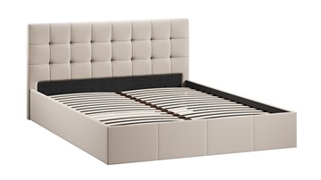 Кровать 2-спальная с подъемным механизмом Эмма с заглушиной (Велюр Confetti Cream) в Магадане