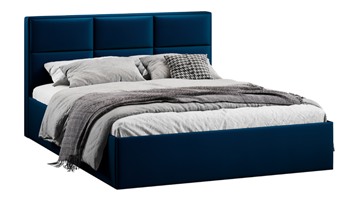 Кровать в спальню с подъемным механизмом с заглушиной Стелла тип 1 (Велюр Confetti Blue) в Магадане
