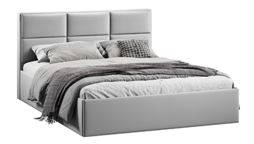Кровать в спальню с подъемным механизмом с заглушиной Стелла тип 1 (Велюр Confetti Silver) в Магадане